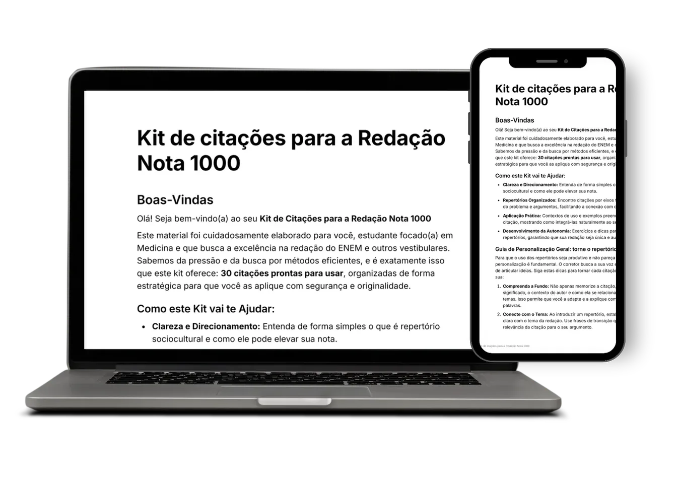 Mockup do KIT DE REPERTÓRIOS no computador e celular